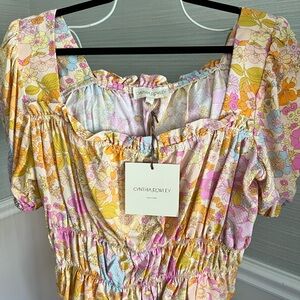 Cynthia Rowley Floral Blouse - Pink, Yellow, Orange